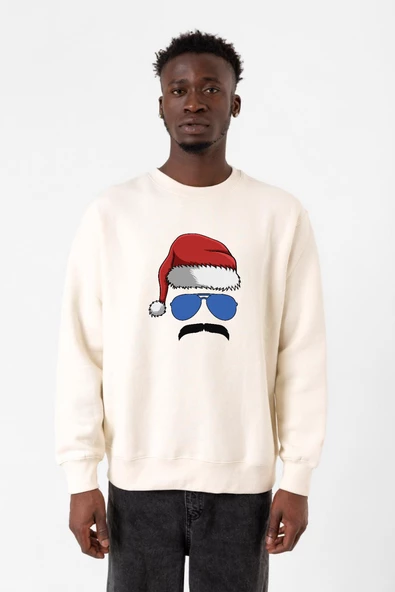 Mustache Christmas Hero Ekru Erkek 2ip Sweatshirt