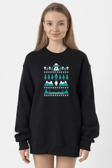 Paranormal Christmas Siyah Kadın 2ip Sweatshirt - 1
