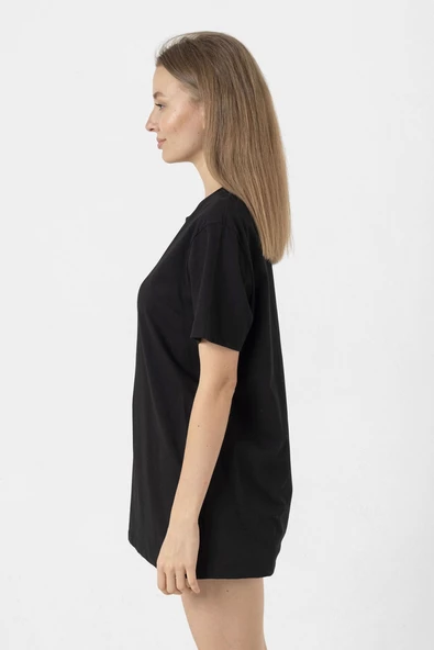 Broadway Christmas Siyah Kadın Oversize Tshirt - 4