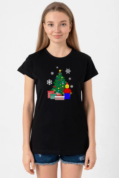 Lego Man Christmas Siyah Kadın Tshirt