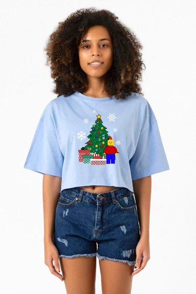 Lego Man Christmas Bebe Mavi Kadın Crop Tshirt