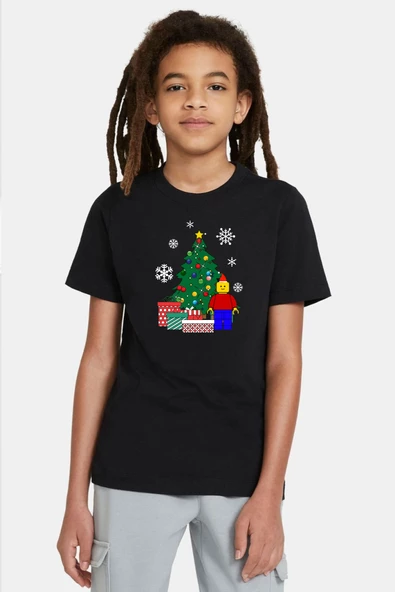 Lego Man Christmas Siyah Çocuk Tshirt - 2