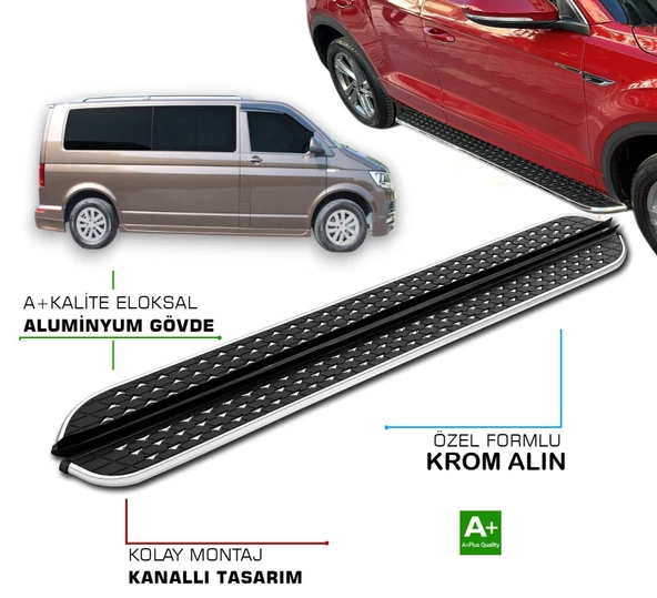 VOLKSWAGEN T5 TRANSPORTER KISA ŞASE 2003 2015 YILLARI ARASI YAN BASAMAK ürün görseli 1