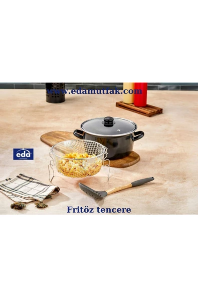 kapaklı emaye cips fritöz tenceresi 22 cm. - 3