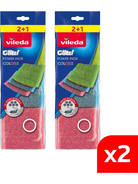 Vileda Power Inox Colors Çelik Bulaşık Sünger 3 Lü x 2 Adet