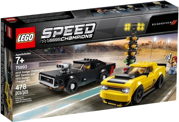 LEGO 75893 Speed Champions 2018 Dodge Challenger SRT Demon ve 1970 Dodge Charger R/T