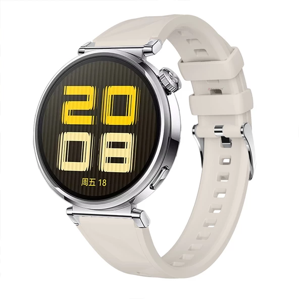 Sneezy Huawei Watch GT5 41mm İle Uyumlu Prism Metal Tokalı Soft Yumuşak Silikon Kordon  Starlight