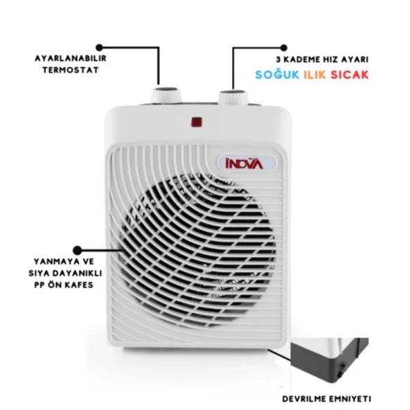 İNOVA WIND KARE TURBO FANLI ISITICI 2000 W - Resim 3