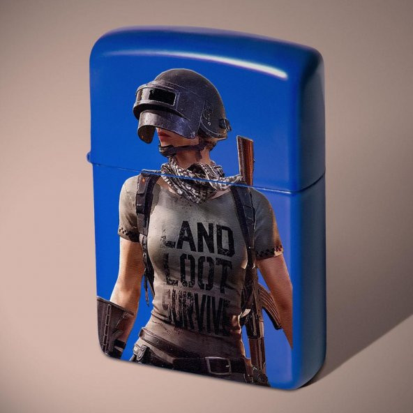 Pubg Kasklı Kadın Savaşçı Metal Mavi Çakmak 10