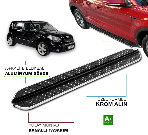 KIA SOUL 2009 2010 2011 2012 2013 2014 ARACA ÖZEL NEVADA SİYAH YAN BASAMAK ürün görseli 1