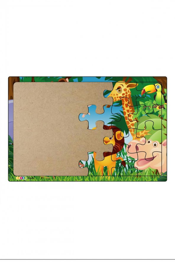 Aslan Kıral ve Arkadaşları 3-9 Yaş için 24 Parçalı Ahşap Puzzle Yapboz - 2