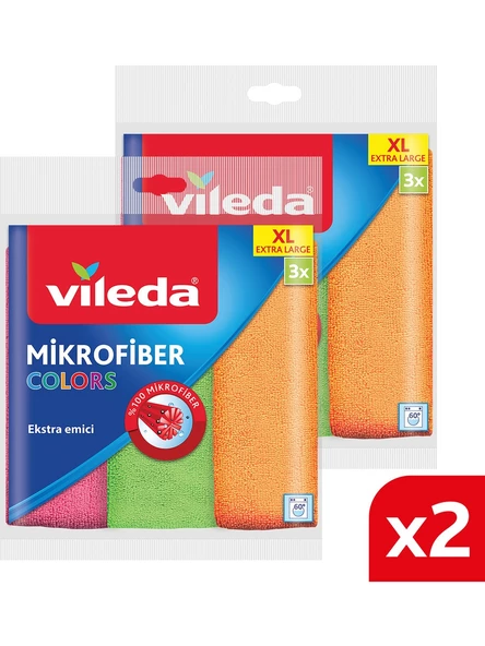 Vileda Temizlik Bezi Mikrofiber 3 Lü Colors XL 36x34 Cm x 2 Adet