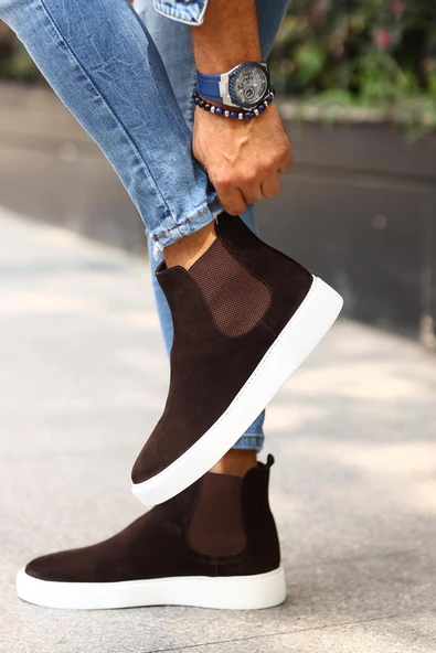 Shoetyle - Kahverengi Hakiki Deri Süet Erkek Chelsea Bot   250-041 - 4