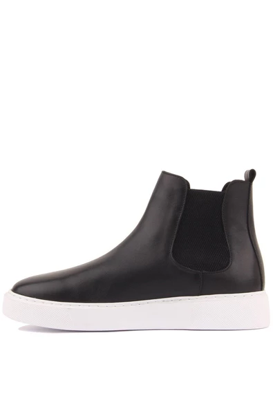 Shoetyle - Siyah Hakiki Deri Erkek Chelsea Bot - Beyaz Taban -  250-041 - 8