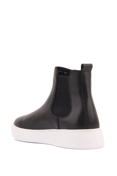 Shoetyle - Siyah Hakiki Deri Erkek Chelsea Bot - Beyaz Taban -  250-041 - 7