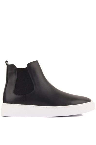 Shoetyle - Siyah Hakiki Deri Erkek Chelsea Bot - Beyaz Taban -  250-041 - 5