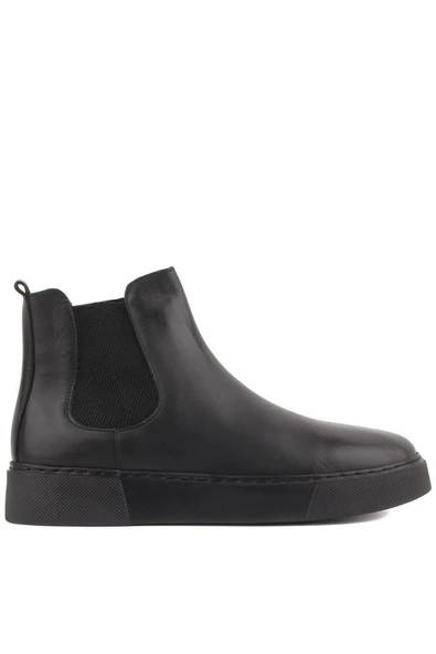 Shoetyle - Siyah Hakiki Deri Erkek Chelsea Bot - Siyah Taban -  250-041