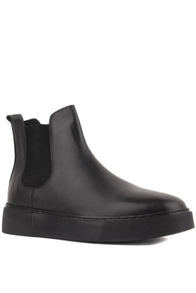 Shoetyle - Siyah Hakiki Deri Erkek Chelsea Bot - Siyah Taban -  250-041 - 2