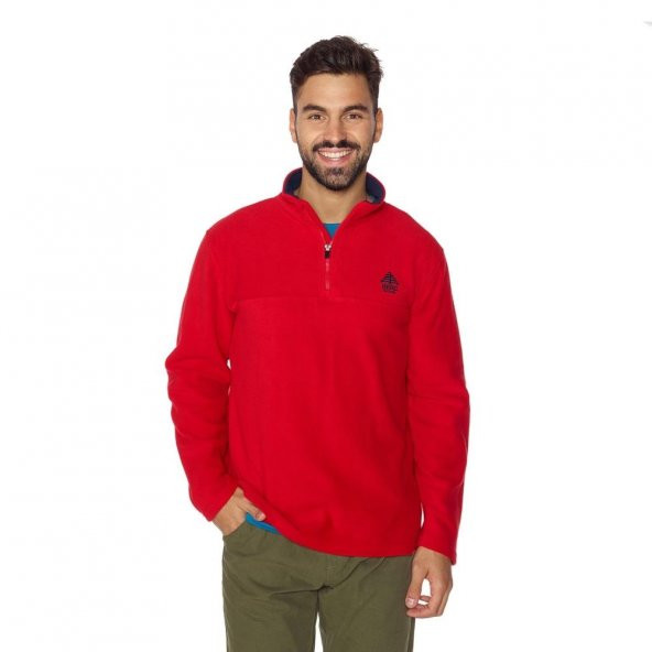 Berg Kluane Yarım Fermuar Erkek Polar-KIRMIZI ürün görseli