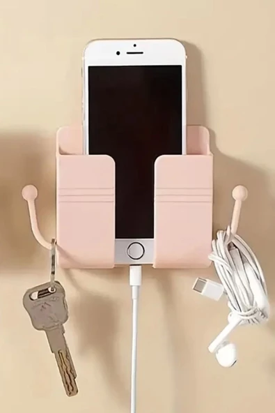 Duvar Tipi Yapışkanlı Kablo Tutuculu Telefon,kumanda Tutucu Plastik Aparat - 6