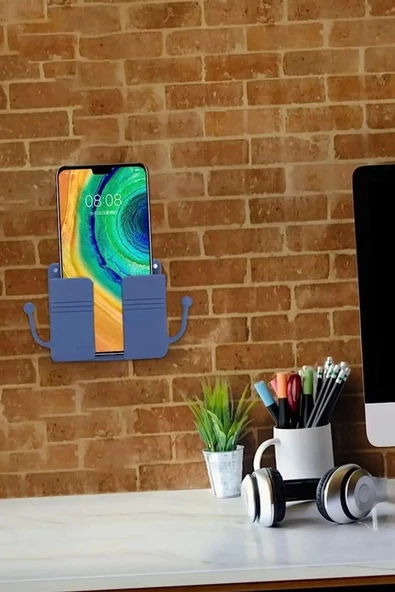 Duvar Tipi Yapışkanlı Kablo Tutuculu Telefon,kumanda Tutucu Plastik Aparat - 7