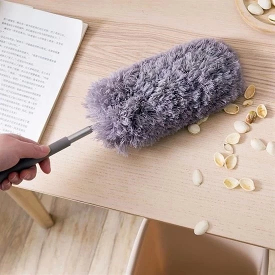 140 Cm Teleskopik Uzatılabilir Mikrofiber Yumuşak Başlıklı Gri Toz Alma Fırçası Toz Püskülü - 2