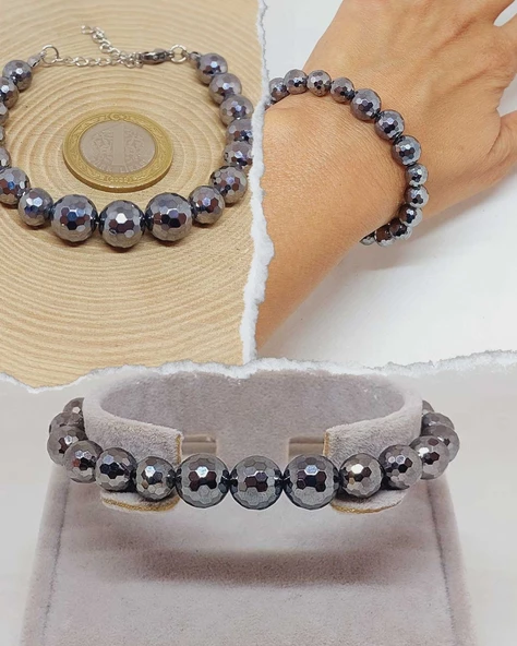 Parlayan Yıldızlar Serisi Terahertz Taşı Tasarım Bileklik ürün görseli