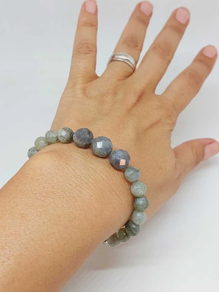 Parlayan Yıldızlar Serisi Labradorit Taşı Tasarım Bileklik - Resim 2