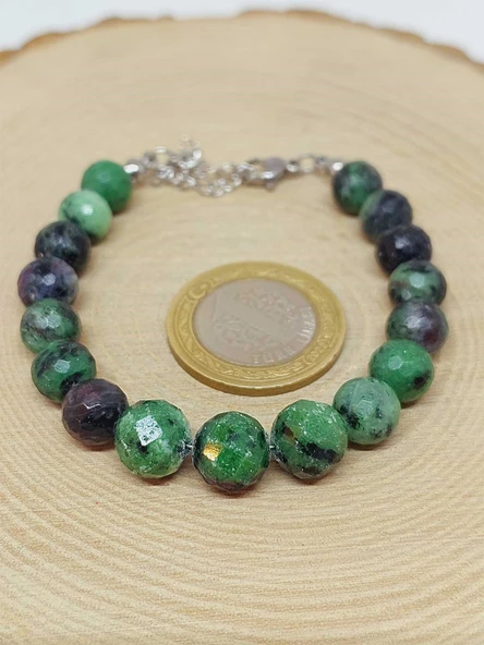 Parlayan Yıldızlar Serisi Anyolit (Rubizoit – Rubyzoisit) Taşı Tasarım Bileklik - Resim 3