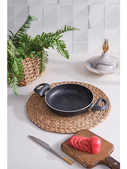 New and Single Sahan Tava 18 cm Çift Kulplu Granit Yanmaz Yapışmaz Sahan Tavası - 3