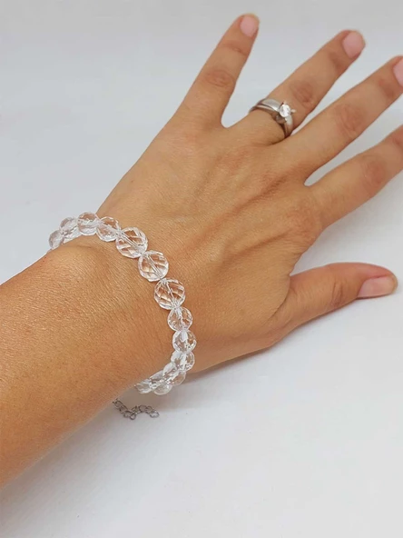Parlayan Yıldızlar Serisi Kristal Kuvars Taşı Tasarım Bileklik - Resim 2