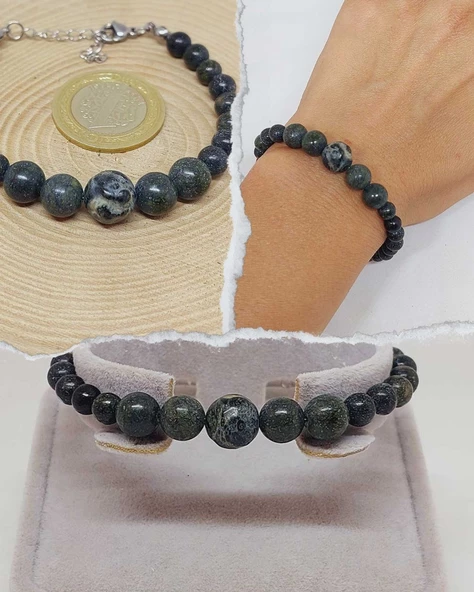 Galaksi Serisi Serpantin (Yılan) Taşı Tasarım Bileklik ürün görseli