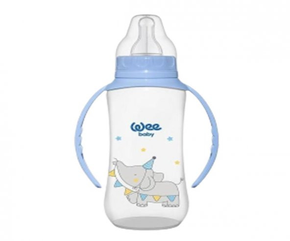 Wee Baby 6-18 Ay Kulplu PP Biberon 270 Ml - Mavi