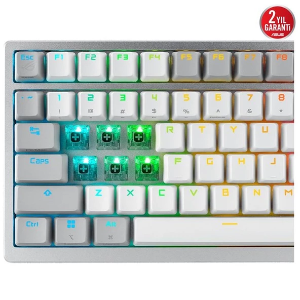 ASUS ROG Azoth ROG NX Snow Switch RGB Kablosuz Türkçe Mekanik Beyaz Gaming Klavye - Resim 8