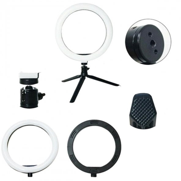 10inç 26cm Youtube Instagram Tiktok Selfie  Stüdyo Video Fotoğraf Ring Light  Tripod Led Halka Işık - 6