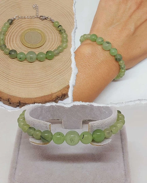 Galaksi Serisi Prehnit (Prinayt) Taşı Tasarım Bileklik ürün görseli