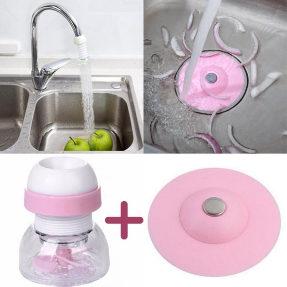 Buffer 360 Derece  Dönen Damlama Su Tasarruflu Musluk Başlığı seti Silikon Mutfak Lavabo Tıkacı Seti