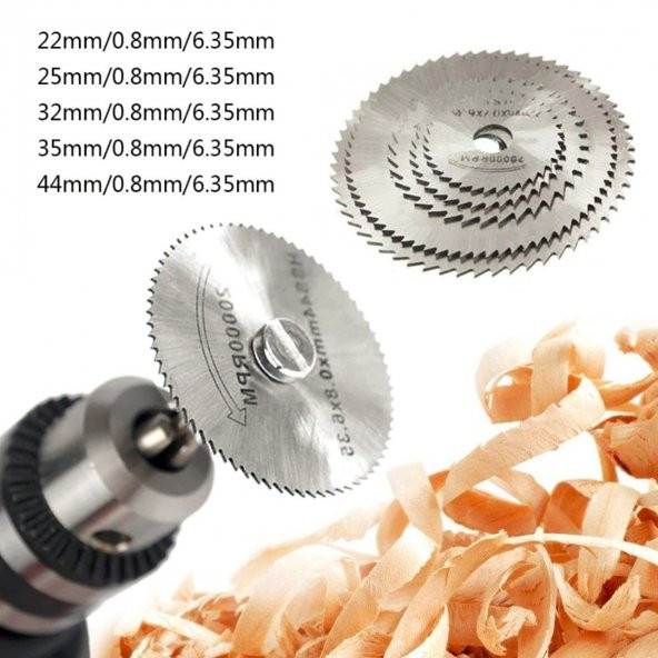 Buffer Metal 6 Parça Mini Matkap Ucu  Ahşap Kesme Yuvarlak Çelik Bıçak Disk Testere Seti Kiti - 5