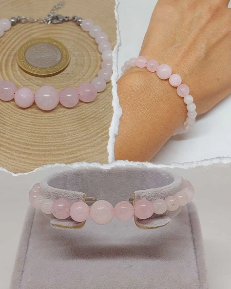 Galaksi Serisi Pembe Kuvars Taşı Tasarım Bileklik ürün görseli