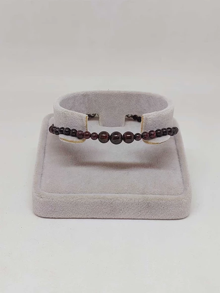 Galaksi Serisi Lal (Granat Garnet) Taşı Tasarım Bileklik - Resim 4