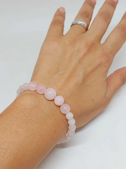 Galaksi Serisi Pembe Kuvars Taşı Tasarım Bileklik - Resim 2