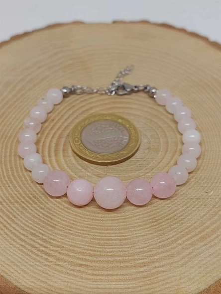 Galaksi Serisi Pembe Kuvars Taşı Tasarım Bileklik - Resim 3