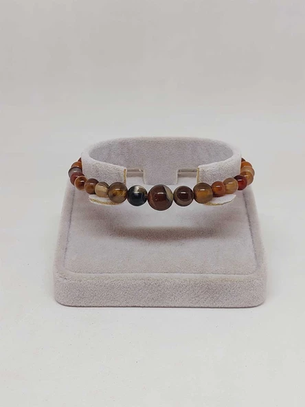 Galaksi Serisi Kahverengi Akik Taşı Tasarım Bileklik - Resim 4