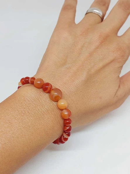 Galaksi Serisi Karnelyan Akik Taşı Tasarım Bileklik - Resim 2