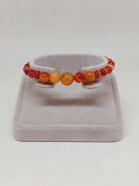 Galaksi Serisi Karnelyan Akik Taşı Tasarım Bileklik - Resim 4