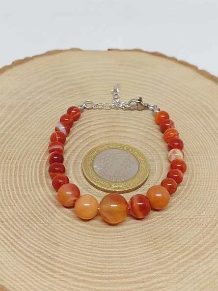 Galaksi Serisi Karnelyan Akik Taşı Tasarım Bileklik - Resim 3