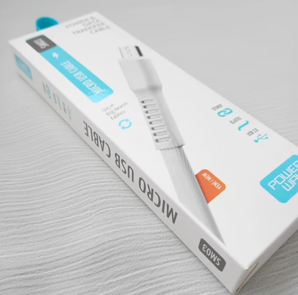 Mikro USB Giriş Akıllı Telefon Şarj Kablosu - Powerway SM03 2000 Amper Kablo - 5