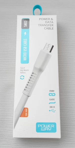 Mikro USB Giriş Akıllı Telefon Şarj Kablosu - Powerway SM03 2000 Amper Kablo - 6