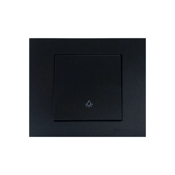 Ovivo Grano Siyah Natural Zil Anahtarı Light + Çerçeve Dahil - 8 Adet ürün görseli 1