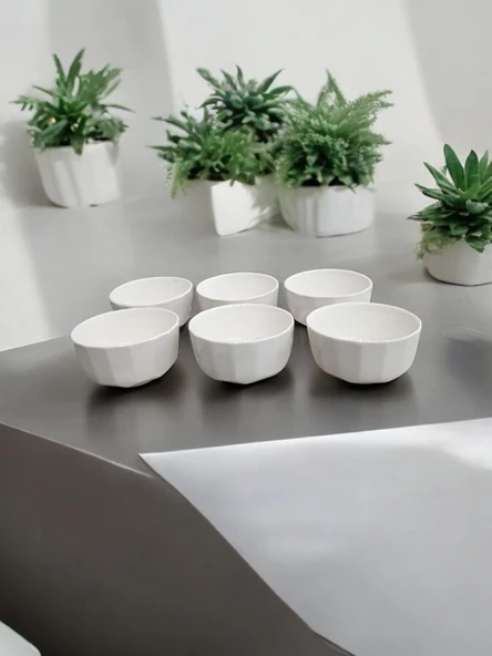 Evmutfak porselen 6 li çerezlik krem renk 10 cm mini çerez tabağı - 2